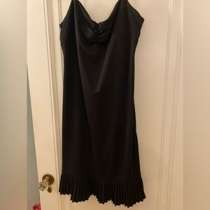 Parallel universe black dress with thin straps. Euc. Pleated bottom